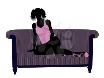 Royalty Free Clipart Image of a Girl on a Couch