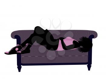 Royalty Free Clipart Image of a Girl on a Couch