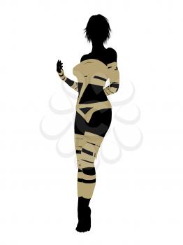 Royalty Free Clipart Image of a Woman Wrapped Like a Mummy