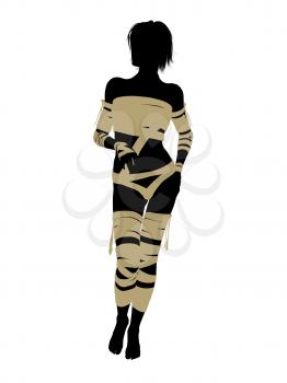 Royalty Free Clipart Image of a Woman Wrapped Like a Mummy