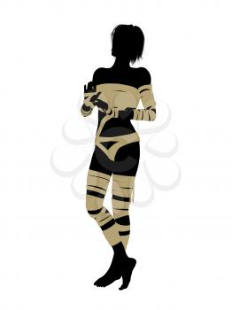 Royalty Free Clipart Image of a Woman Wrapped Like a Mummy