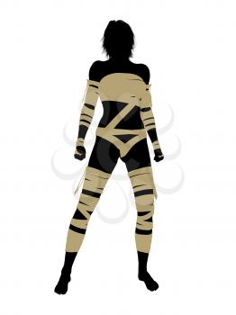 Royalty Free Clipart Image of a Woman Wrapped Like a Mummy