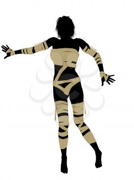 Royalty Free Clipart Image of a Woman Wrapped Like a Mummy