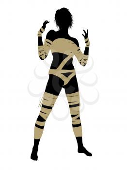 Royalty Free Clipart Image of a Woman Wrapped Like a Mummy