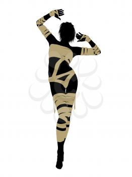 Royalty Free Clipart Image of a Woman Wrapped Like a Mummy