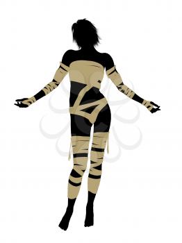 Royalty Free Clipart Image of a Woman Wrapped Like a Mummy