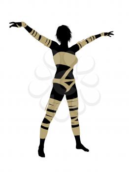 Royalty Free Clipart Image of a Woman Wrapped Like a Mummy