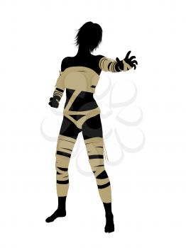 Royalty Free Clipart Image of a Woman Wrapped Like a Mummy