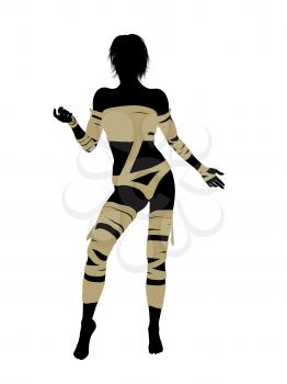 Royalty Free Clipart Image of a Woman Wrapped Like a Mummy