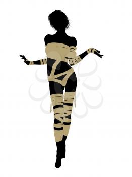 Royalty Free Clipart Image of a Woman Wrapped Like a Mummy