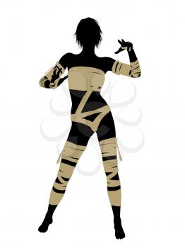 Royalty Free Clipart Image of a Woman Wrapped Like a Mummy