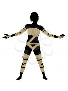 Royalty Free Clipart Image of a Woman Wrapped Like a Mummy