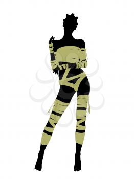 Royalty Free Clipart Image of a Woman Wrapped Like a Mummy