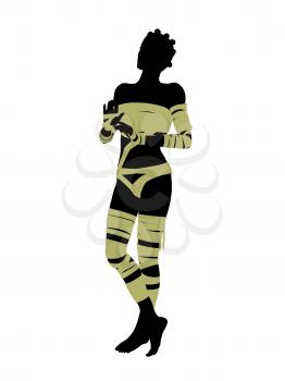 Royalty Free Clipart Image of a Woman Wrapped Like a Mummy