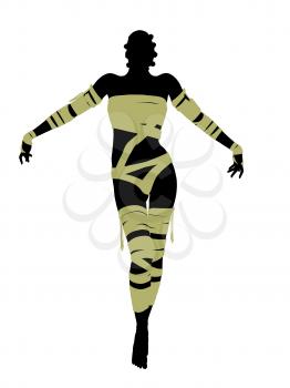 Royalty Free Clipart Image of a Woman Wrapped Like a Mummy