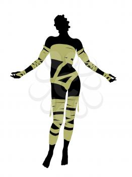 Royalty Free Clipart Image of a Woman Wrapped Like a Mummy