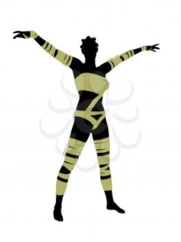 Royalty Free Clipart Image of a Woman Wrapped Like a Mummy