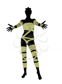 Royalty Free Clipart Image of a Woman Wrapped Like a Mummy