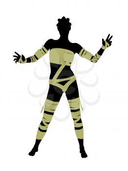 Royalty Free Clipart Image of a Woman Wrapped Like a Mummy