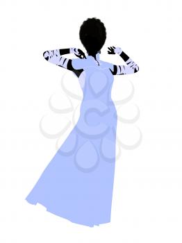 Royalty Free Clipart Image of a Silhouette of the Bride of Frankenstein