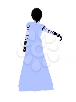 Royalty Free Clipart Image of a Silhouette of the Bride of Frankenstein