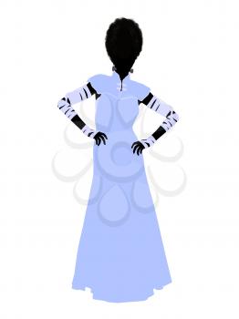 Royalty Free Clipart Image of a Silhouette of the Bride of Frankenstein