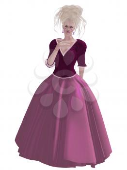 Royalty Free Clipart Image of a Woman in a Gown