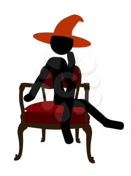 Royalty Free Clipart Image of a Stick Witch