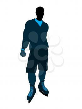 Male hockey player art illustration silhouette on a white background