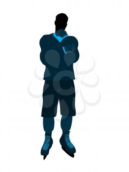 Male hockey player art illustration silhouette on a white background