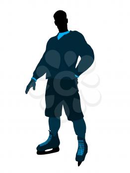 Male hockey player art illustration silhouette on a white background