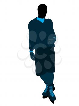 Male hockey player art illustration silhouette on a white background