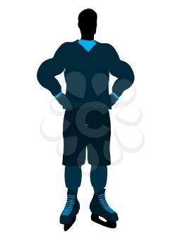 Male hockey player art illustration silhouette on a white background