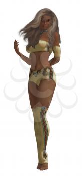 Royalty Free Clipart Image of a Woman in Clothes With Native Designs