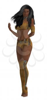 Royalty Free Clipart Image of a Woman in Clothes With Native Designs