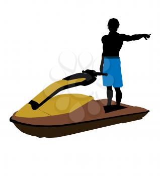 Royalty Free Clipart Image of a Man and a Jet-Ski