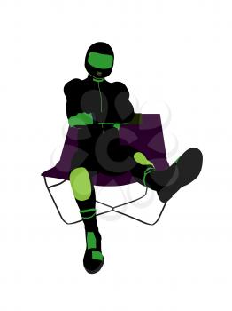 Royalty Free Clipart Image of a Motorcyclist in a Chair