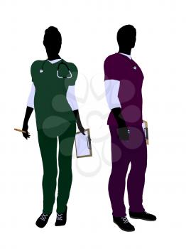 Royalty Free Clipart Image of a Doctor and Nurse