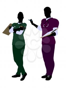 Royalty Free Clipart Image of a Doctor and Nurse