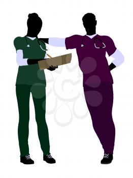 Royalty Free Clipart Image of a Doctor and Nurse