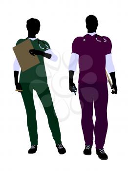 Royalty Free Clipart Image of a Doctor and Nurse