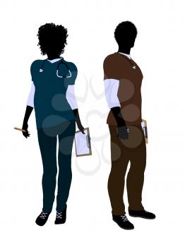 Royalty Free Clipart Image of a Doctor and Nurse