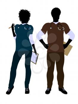 Royalty Free Clipart Image of a Doctor and Nurse