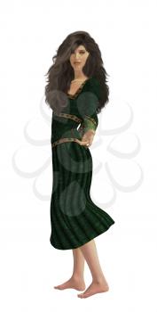 Royalty Free Clipart Image of a Woman in a Green Dress