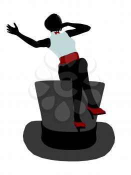 Royalty Free Clipart Image of a Woman Sitting on a Top Hat