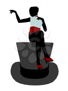 Royalty Free Clipart Image of a Woman Sitting on a Top Hat