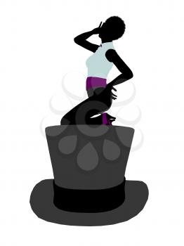 Royalty Free Clipart Image of a Woman Sitting on a Top Hat