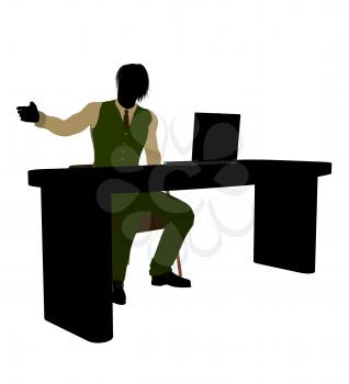 Royalty Free Clipart Image of a Man at a Desk