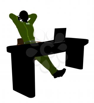 Royalty Free Clipart Image of a Man at a Desk