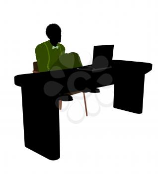 Royalty Free Clipart Image of a Man at a Desk